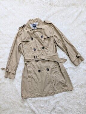Gap Tan Double Breasted Belted Water Resistant Trenchcoat Size Large Petite